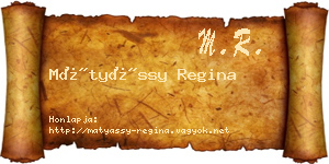 Mátyássy Regina névjegykártya